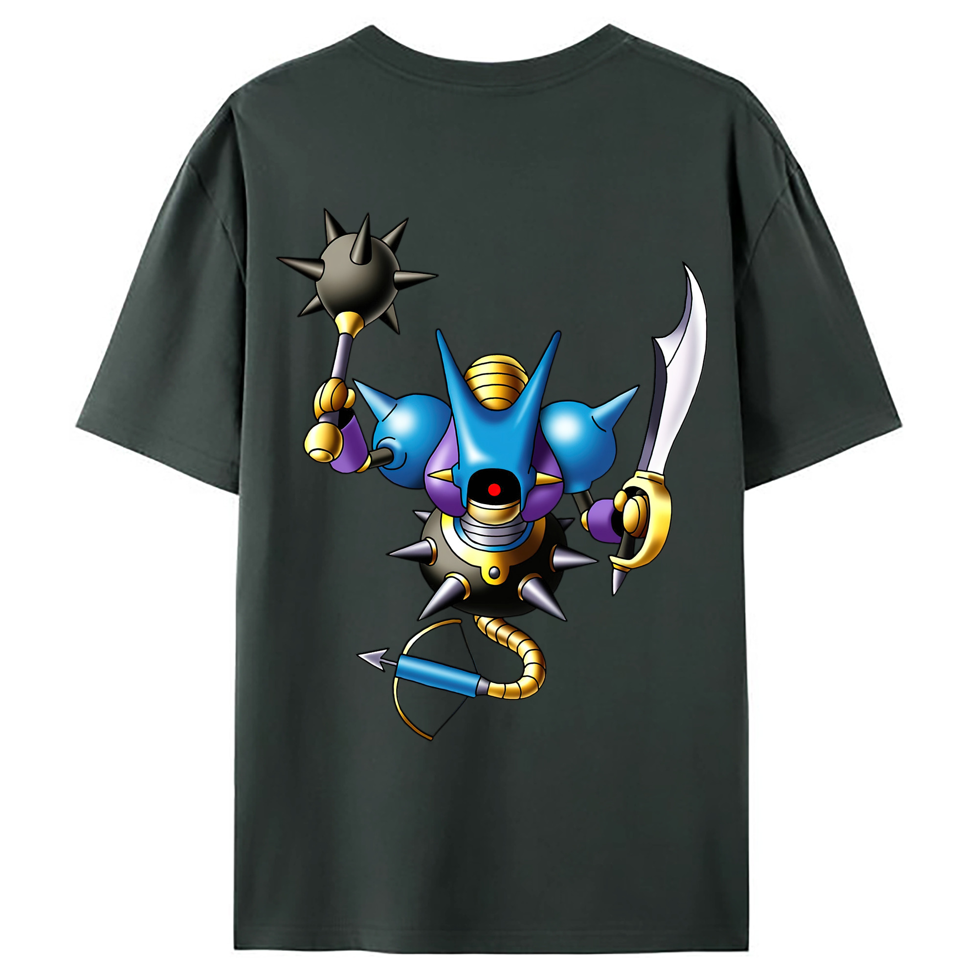 （画像用） ドラゴンクエスト Doragon Kuesuto Dragon Quest 綿100％ メンズ半袖Tシャツ（バックプリント） 通気性